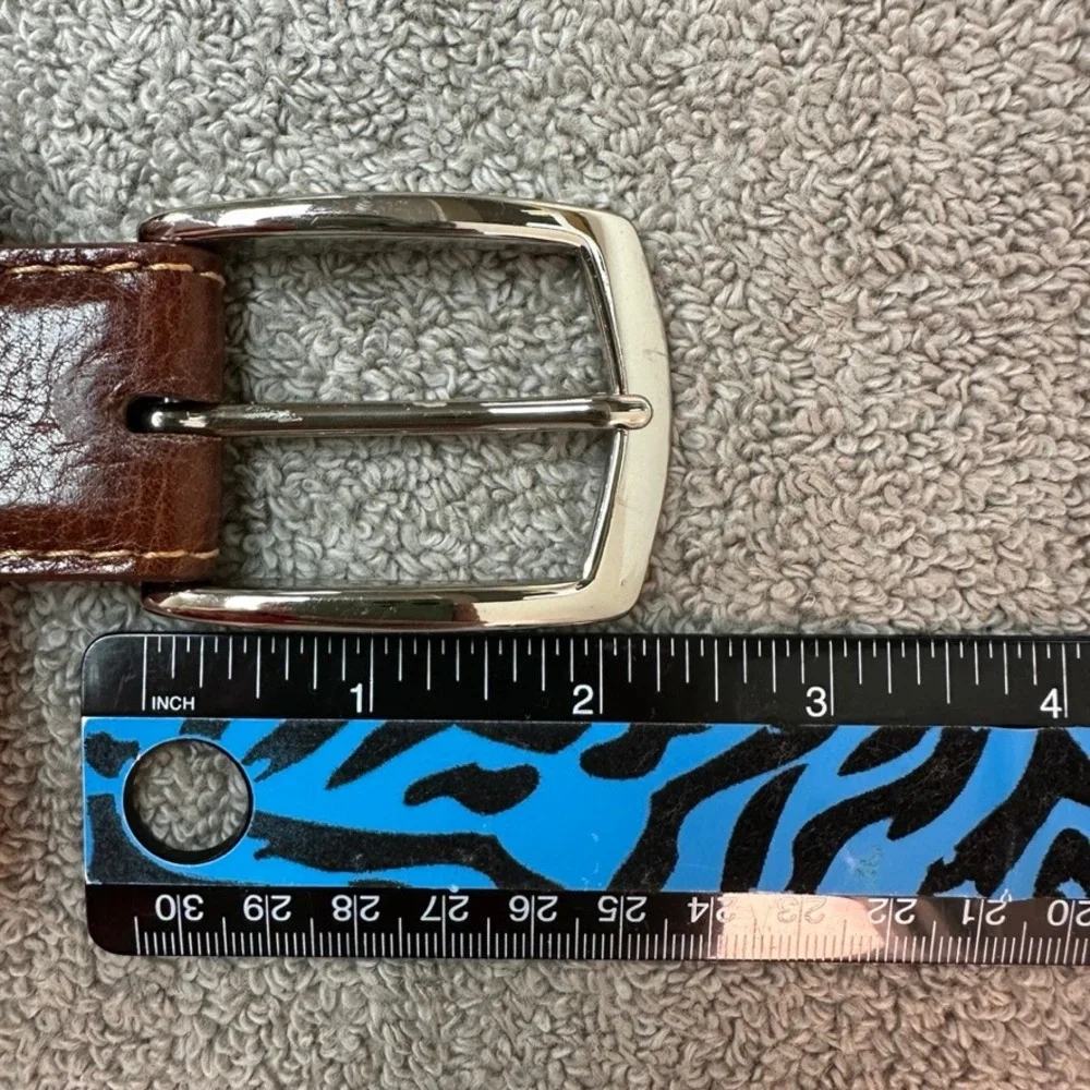 J. Hilburn Mens Brown Italian Calfskin Leather Belt Size 33 Handcrafted USA